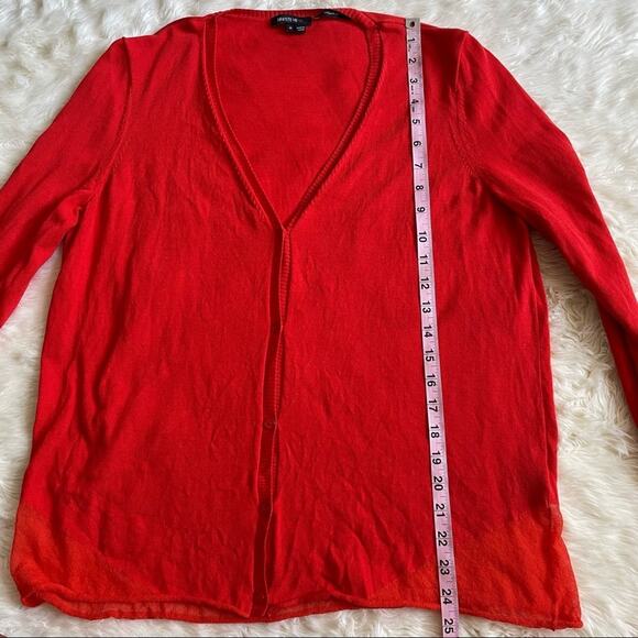 Lafayette 148 New York Cardigan Button Up Front Italian Yarn Red Orange -Medium - Picture 9 of 10